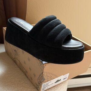 Free People Almost Paradise Platform Slide - Black